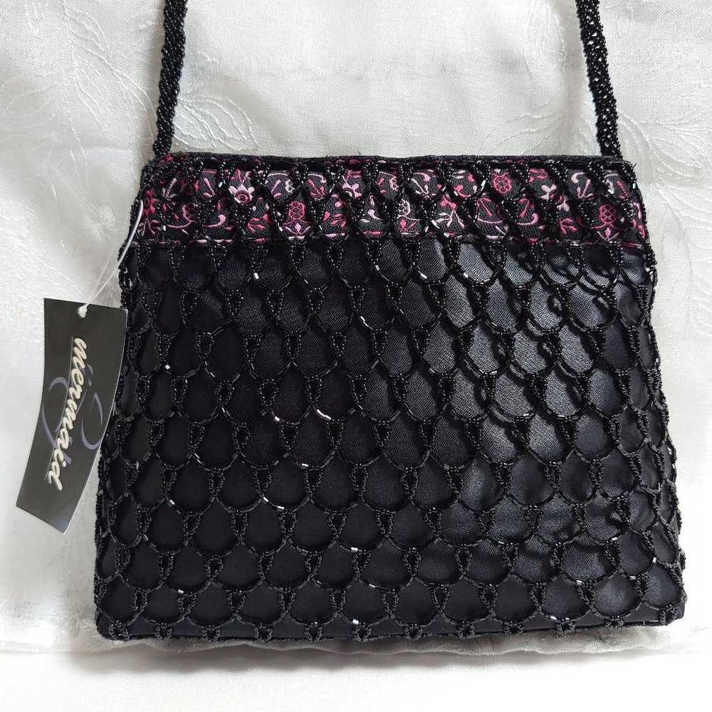 [Unused] Showa Retro Beads Bag Shoulder Bag Black… - image 2