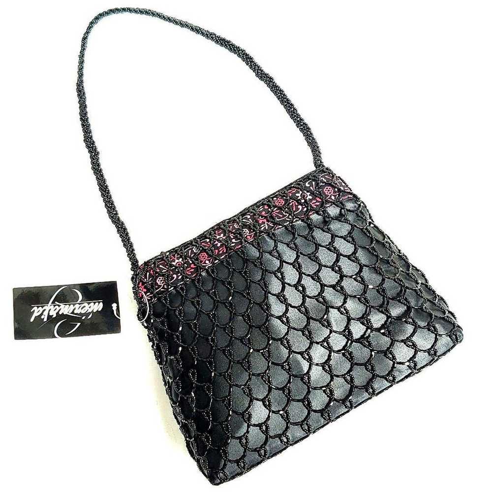 [Unused] Showa Retro Beads Bag Shoulder Bag Black… - image 4