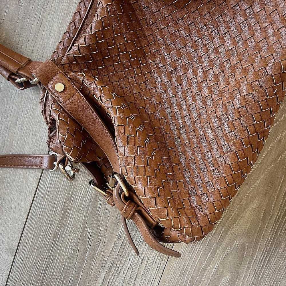 brown slouchy woven leather handbag - image 3