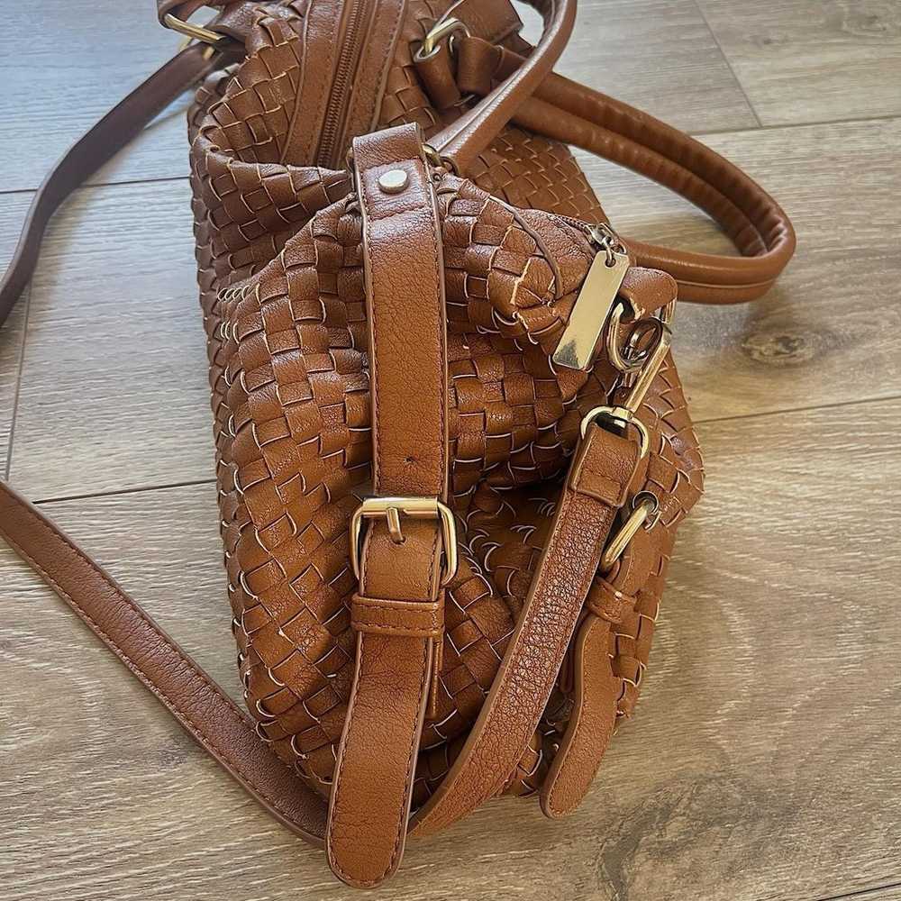 brown slouchy woven leather handbag - image 6