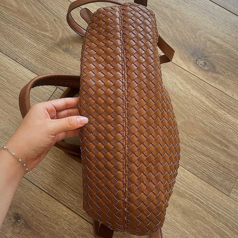 brown slouchy woven leather handbag - image 7