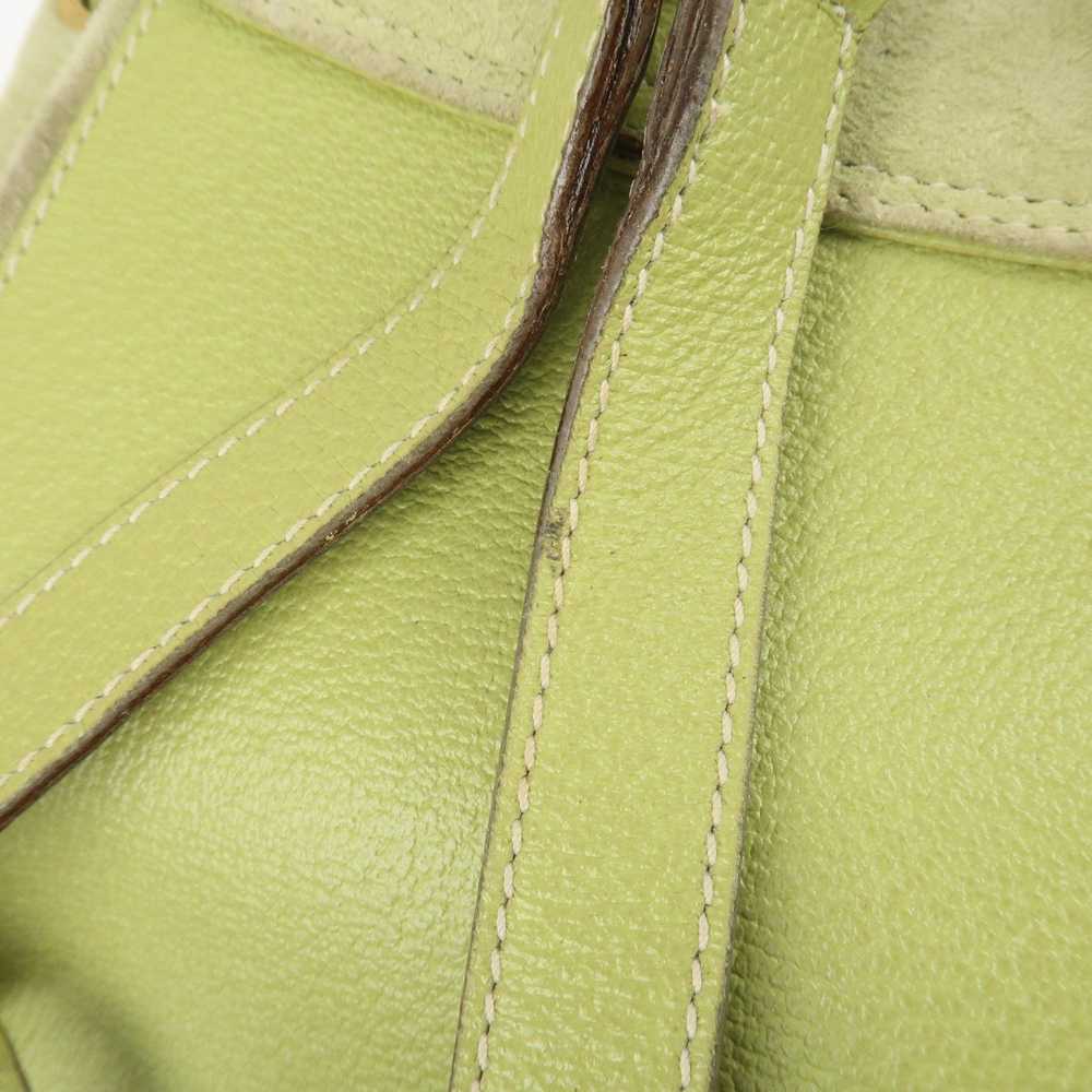 GUCCI Bamboo Suede Leather Backpack Light Green 0… - image 7