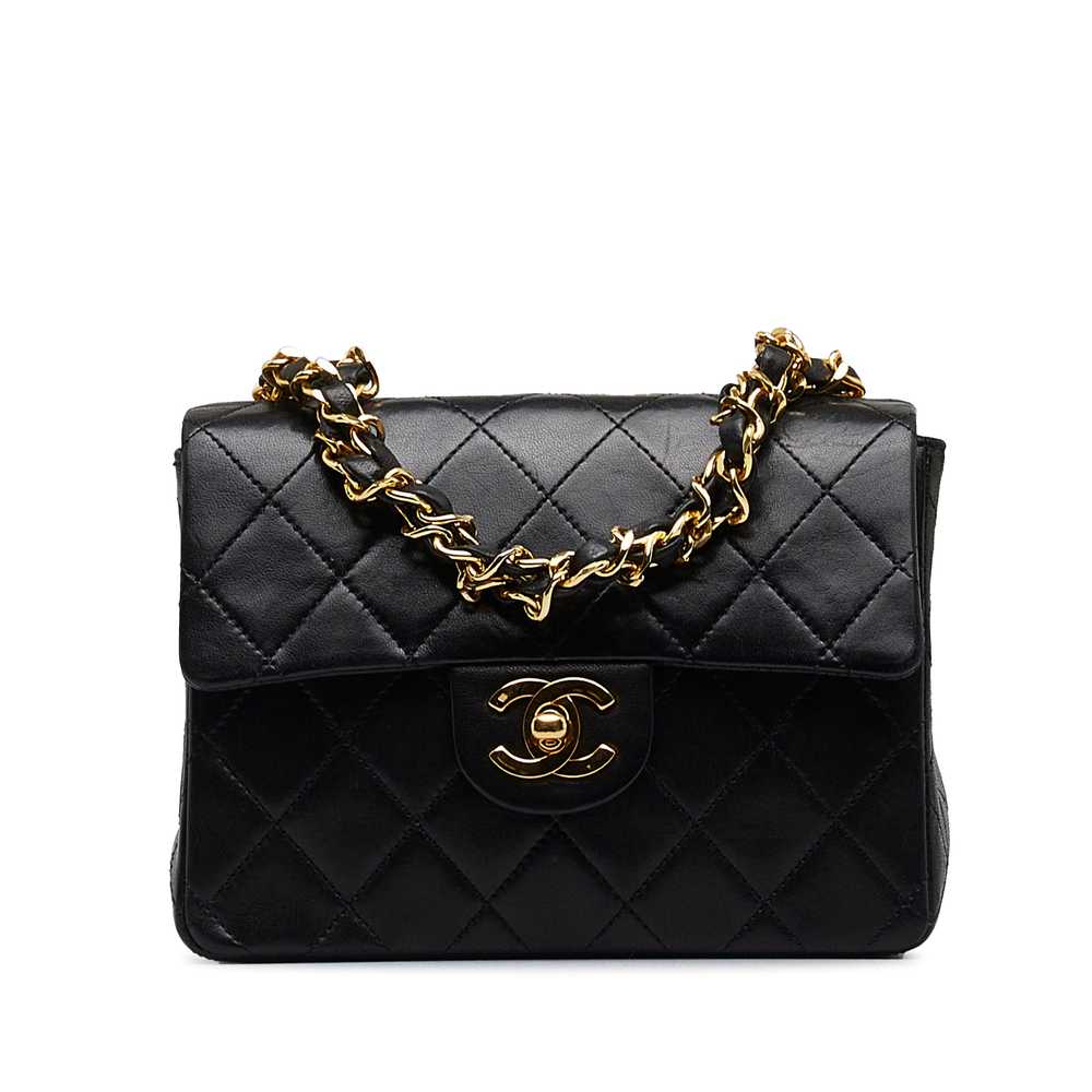 Black Chanel Mini Classic Lambskin Square Flap Ha… - image 1