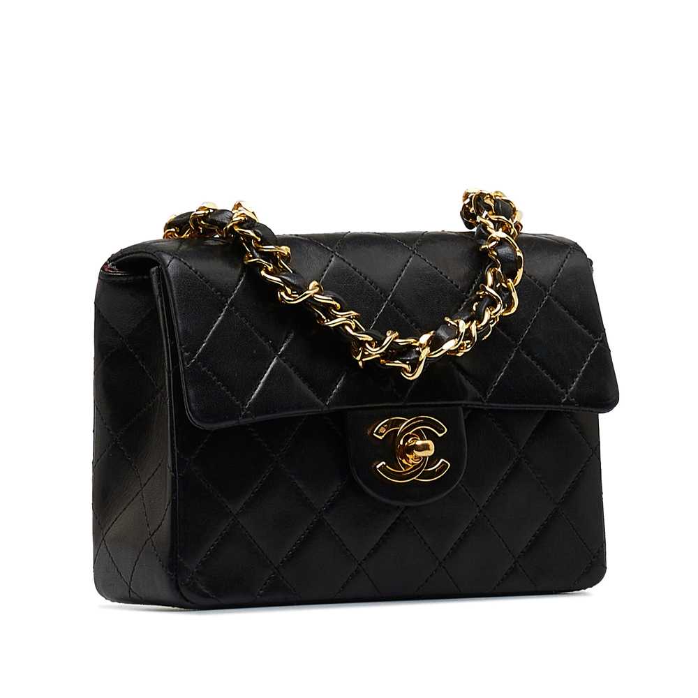 Black Chanel Mini Classic Lambskin Square Flap Ha… - image 2