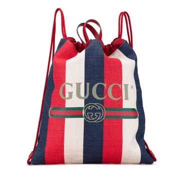 Red Gucci Canvas Sylvie Stripe Logo Drawstring Ba… - image 1