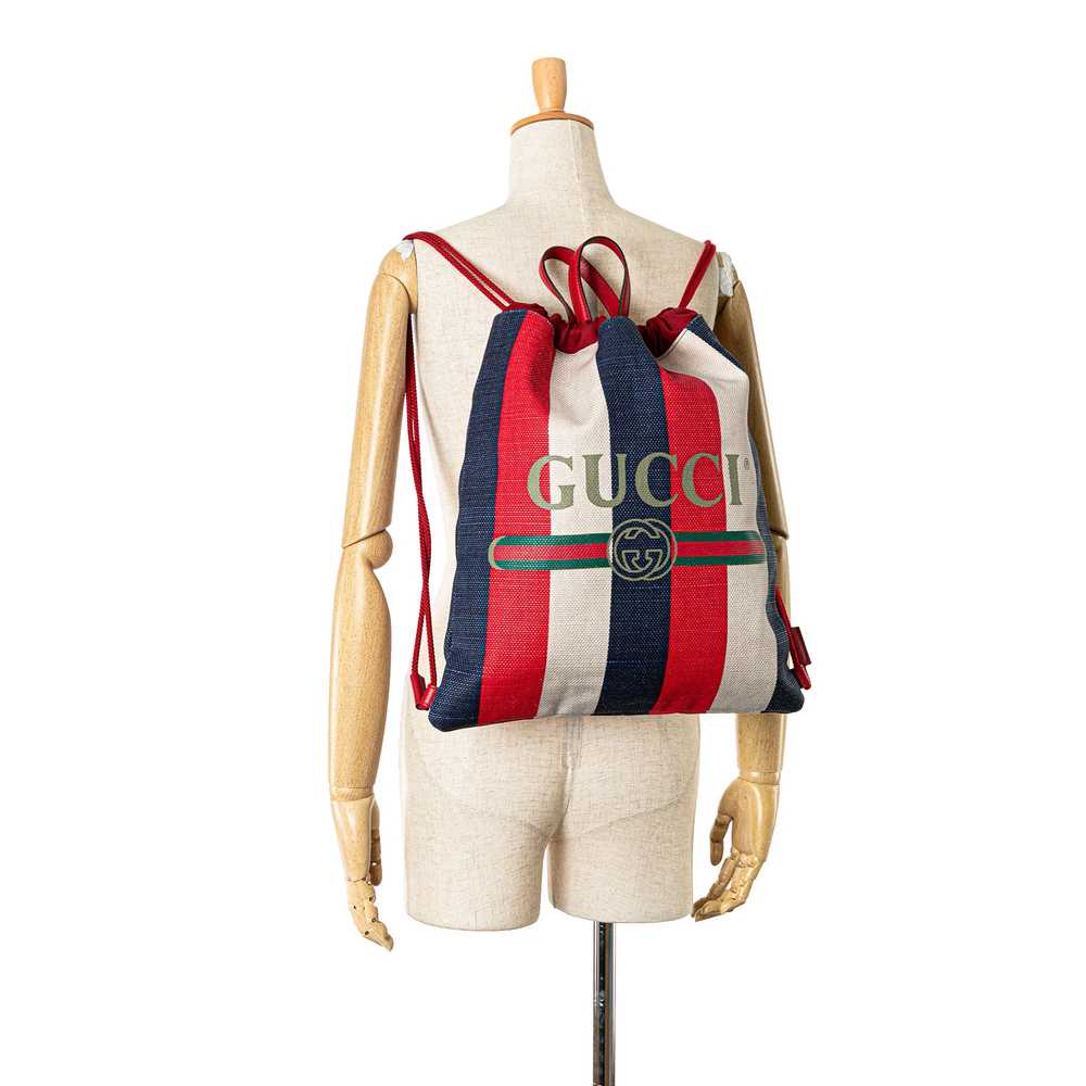 Red Gucci Canvas Sylvie Stripe Logo Drawstring Ba… - image 7