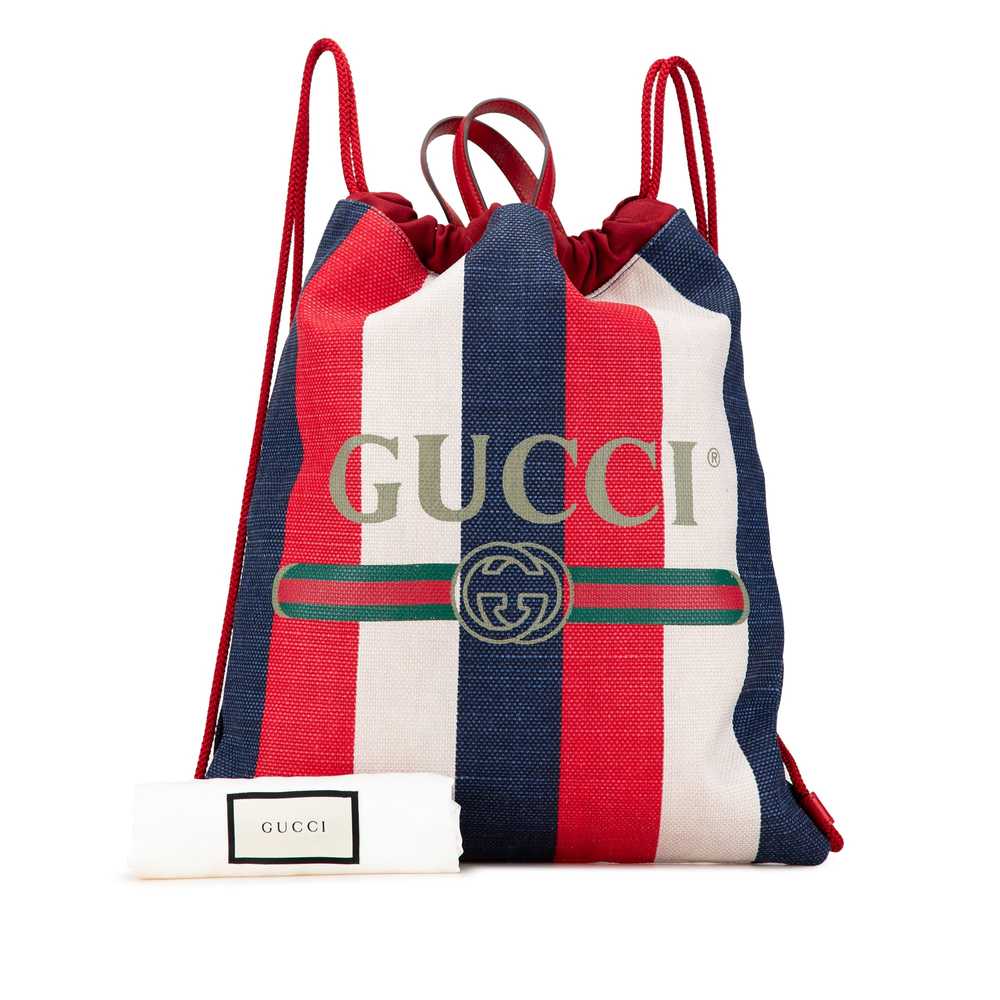 Red Gucci Canvas Sylvie Stripe Logo Drawstring Ba… - image 8