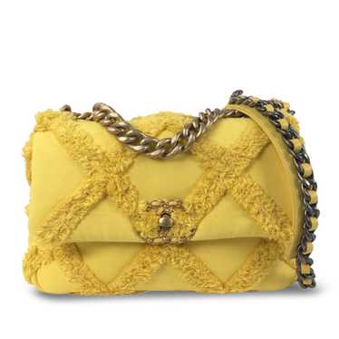 Yellow Chanel Medium 19 Canvas Flap Satchel - image 1