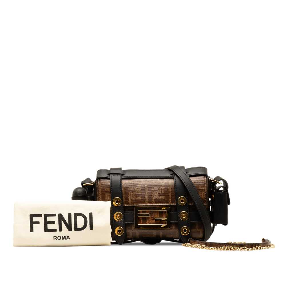 Brown Fendi Mini Zucca Glazed Fabric Cage Baguett… - image 9