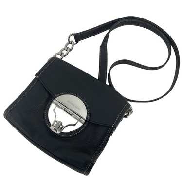 Michael Kors Margo Black Leather Crossbody Bag Sil