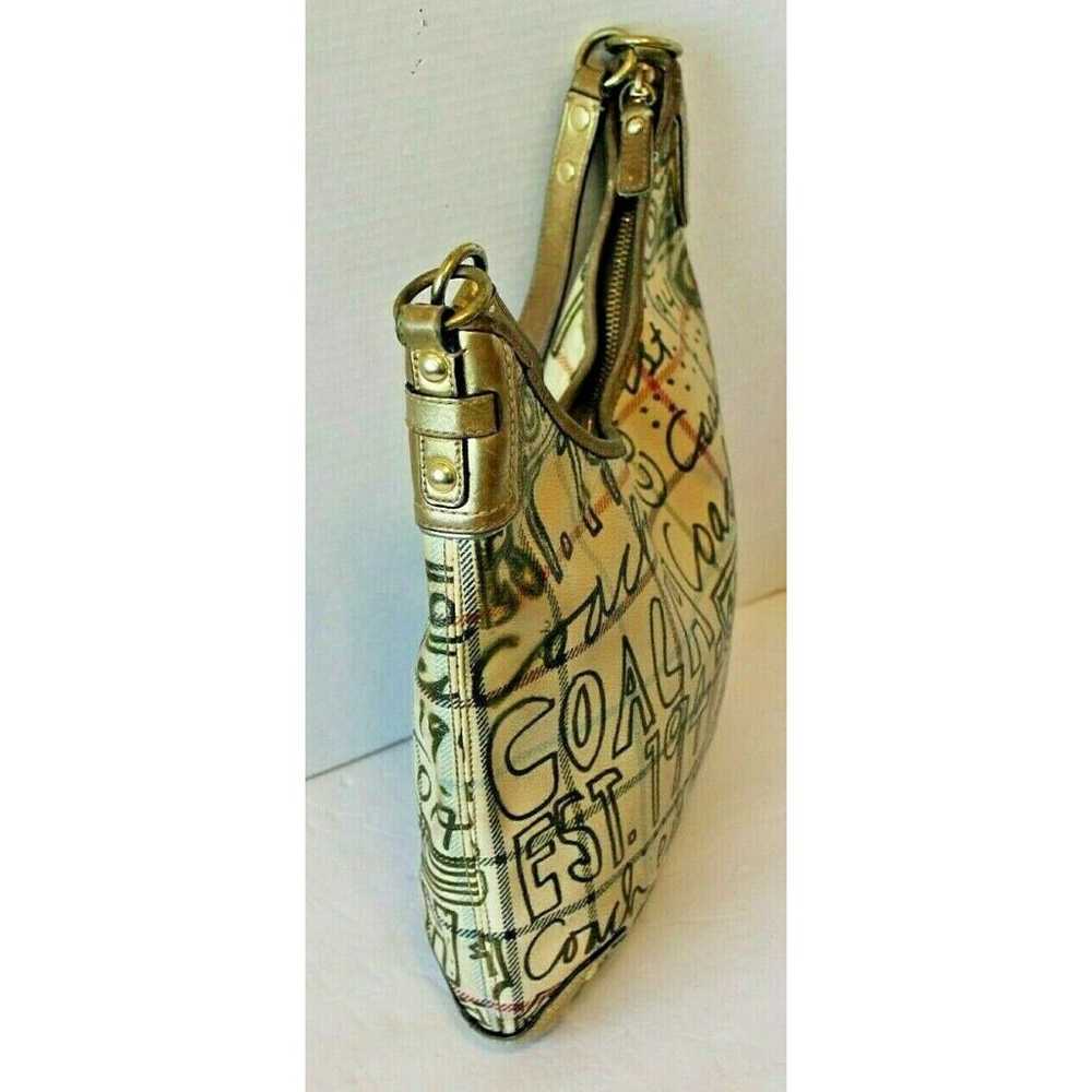 Coach Tattersall Purse Gold Graffiti Hobo Bag Can… - image 3