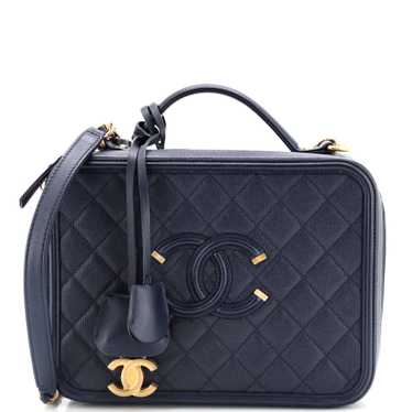 CHANEL Filigree Vanity Case Quilted Caviar Large - image 1