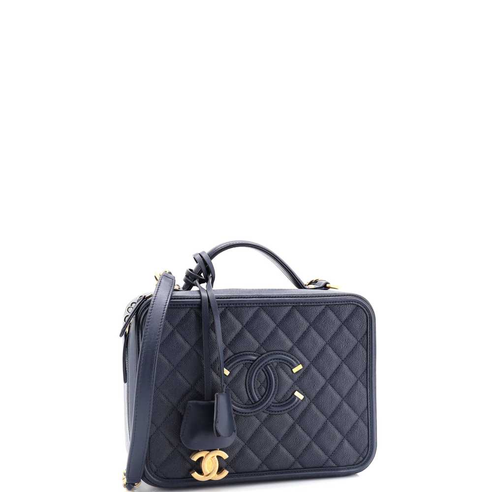 CHANEL Filigree Vanity Case Quilted Caviar Large - image 3