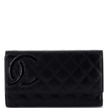 CHANEL Cambon Trifold Wallet Quilted Lambskin Long