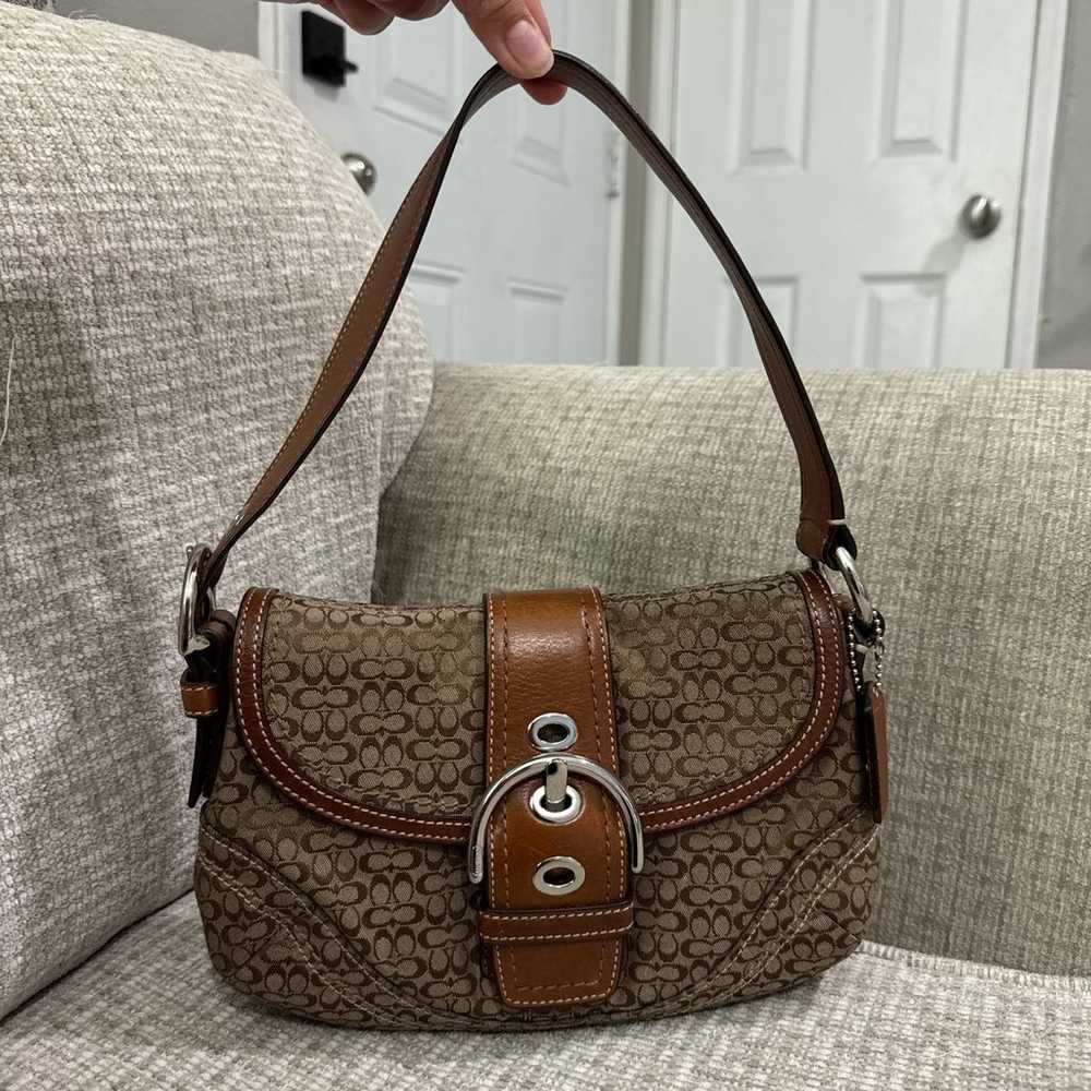 Vintage Coach Brown Soho Flap Jacquard - image 1