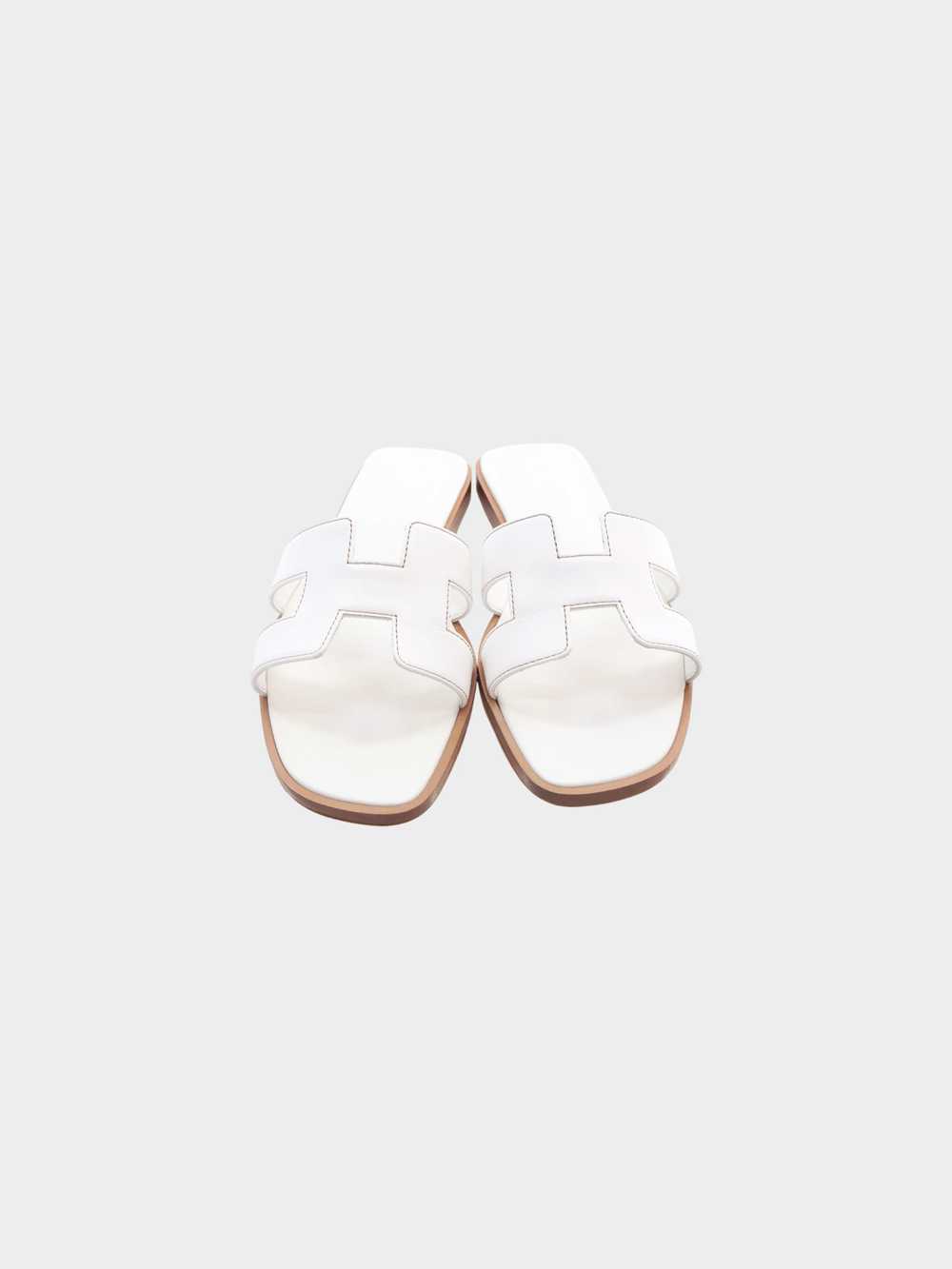 Hermes 2010s White Oran Leather Sandals - image 2