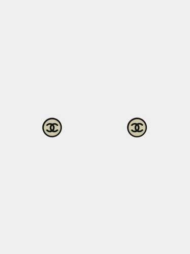 Chanel 2000s Black and White Resin CC Logo Earring