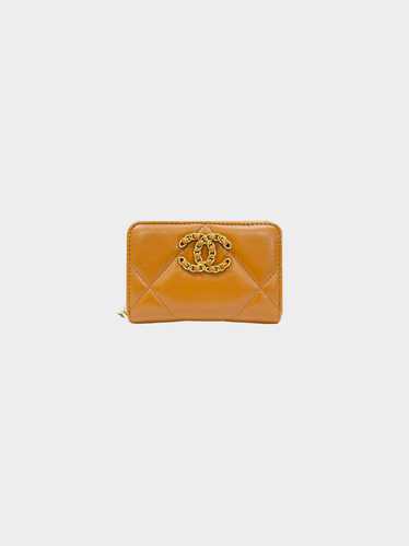 Chanel 2022 Caramel Lambskin Quilted 19 Coin Case