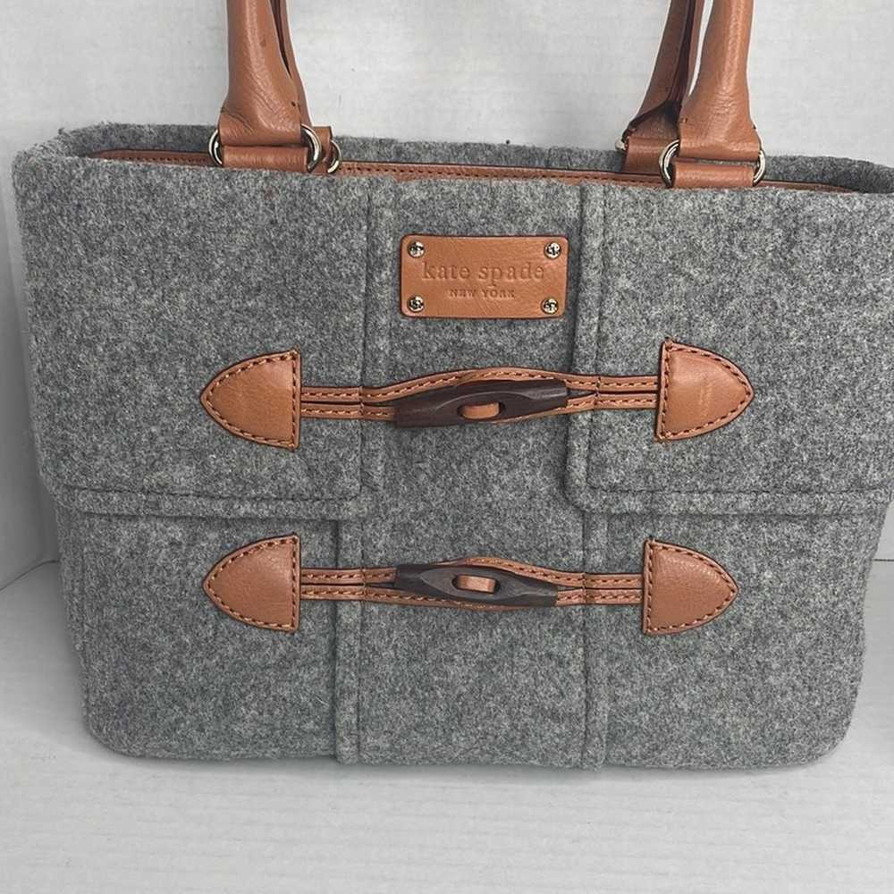 Kate Spade Quinn Foxtrot Hill Gray Wool satchel t… - image 3