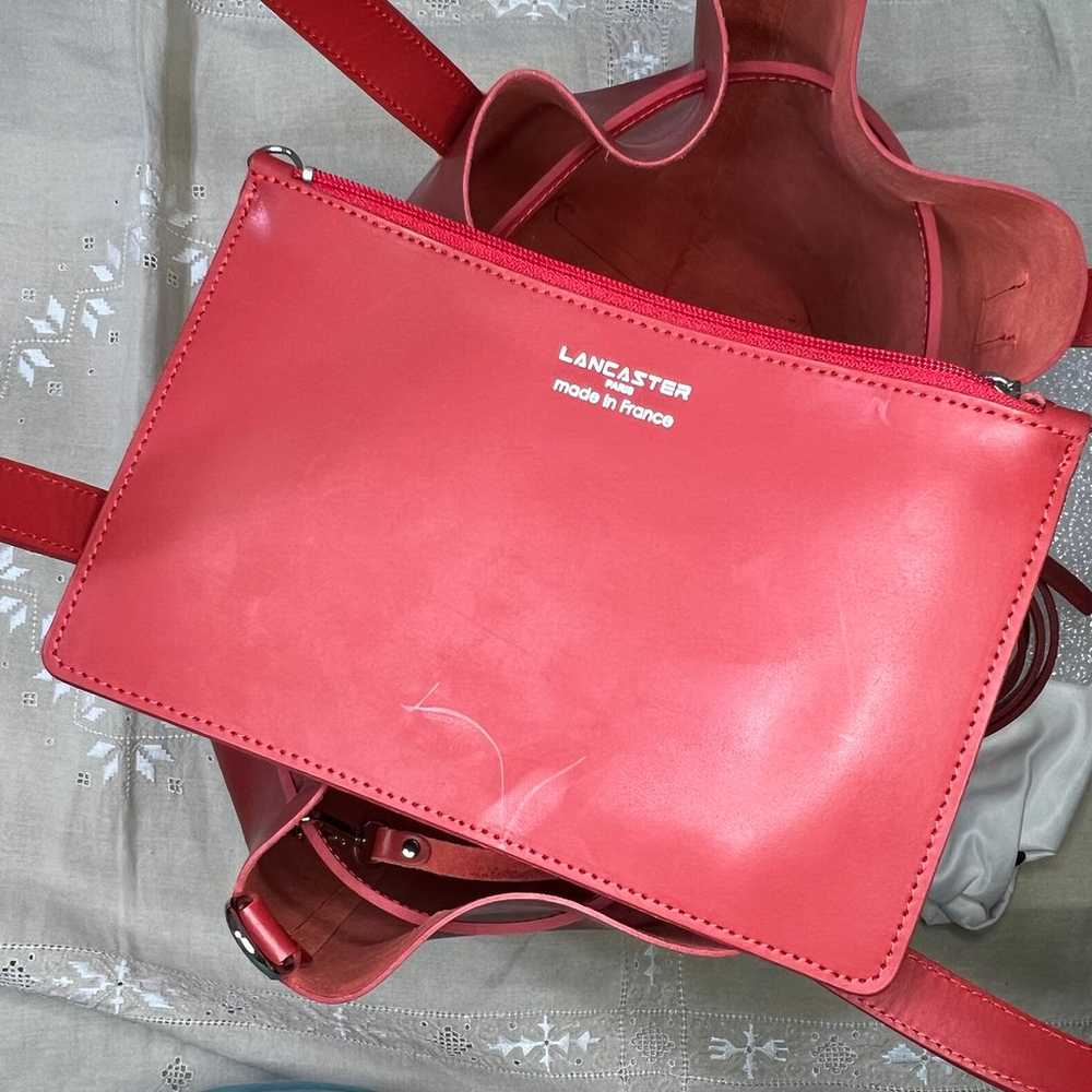 Lancaster Paris Large Red Shoulder Bucket Bag - image 5