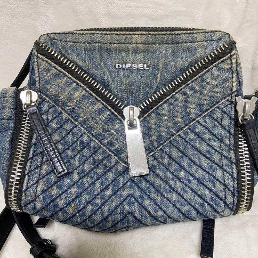 Genuine DIESEL Denim Zip Shoulder Bag y2k - image 2