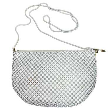 Vintage Elka 70s 80s White Metal Mesh Shoulder Cr… - image 1