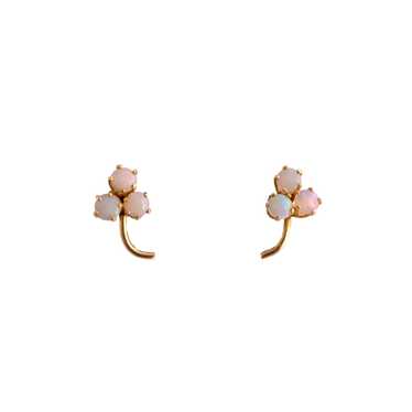 14K Gold Opal Clover Earrings - image 1