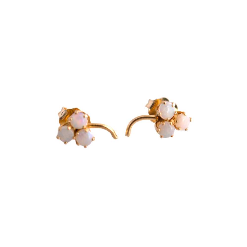 14K Gold Opal Clover Earrings - image 2