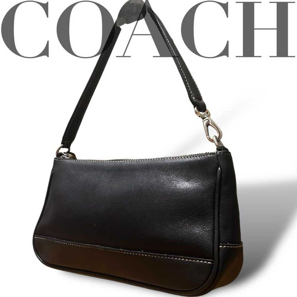 COACH Handbag Accessory Pouch All Leather Black L… - image 1