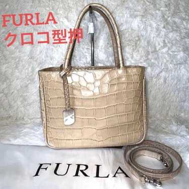 FURLA tote bag, handbag, shoulder bag, crocodile e