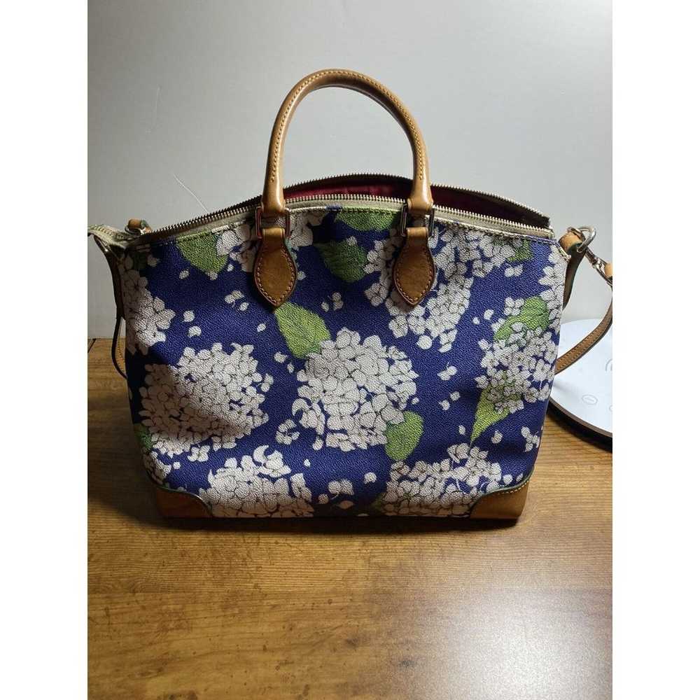 Dooney & Bourke Blue/Green White Floral Print Tot… - image 2