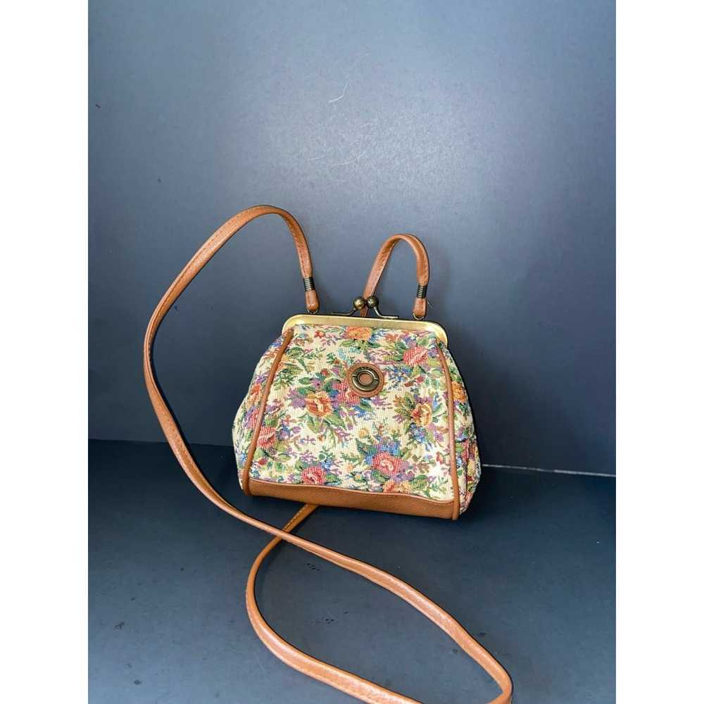 Small Brown Vintage Bag Purse Embroidered Floral … - image 2