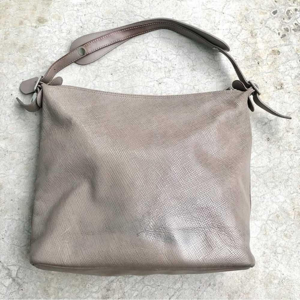 Longchamp Quadri Shoulder Bag Gray Textured Leath… - image 2