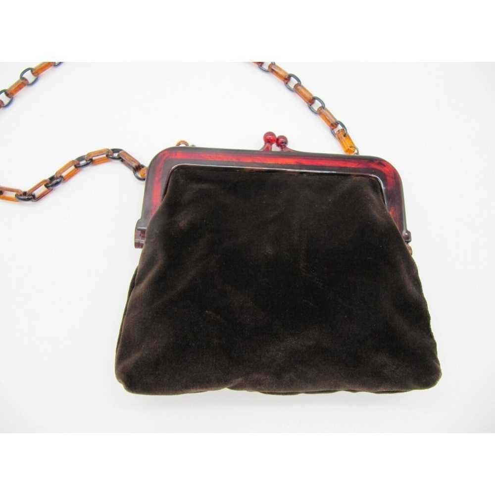 Vintage Lord And Taylor Brown Velvet Purse W/Link… - image 1