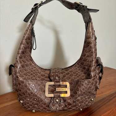 Vintage Guess Bag 2000s Crocodile Skin Boho Y2K L… - image 1