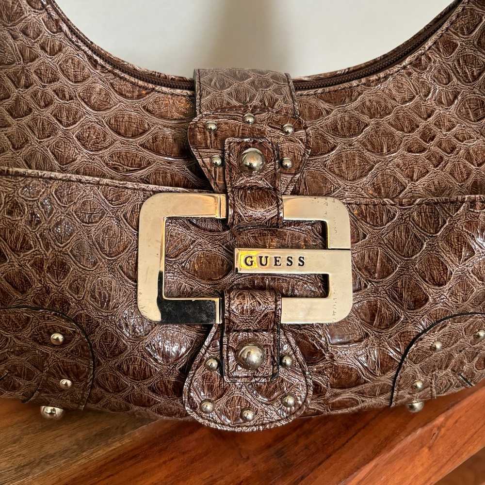 Vintage Guess Bag 2000s Crocodile Skin Boho Y2K L… - image 5