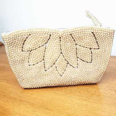 VTG Womens Beaded Clutch La Regale Small Faux Pea… - image 1