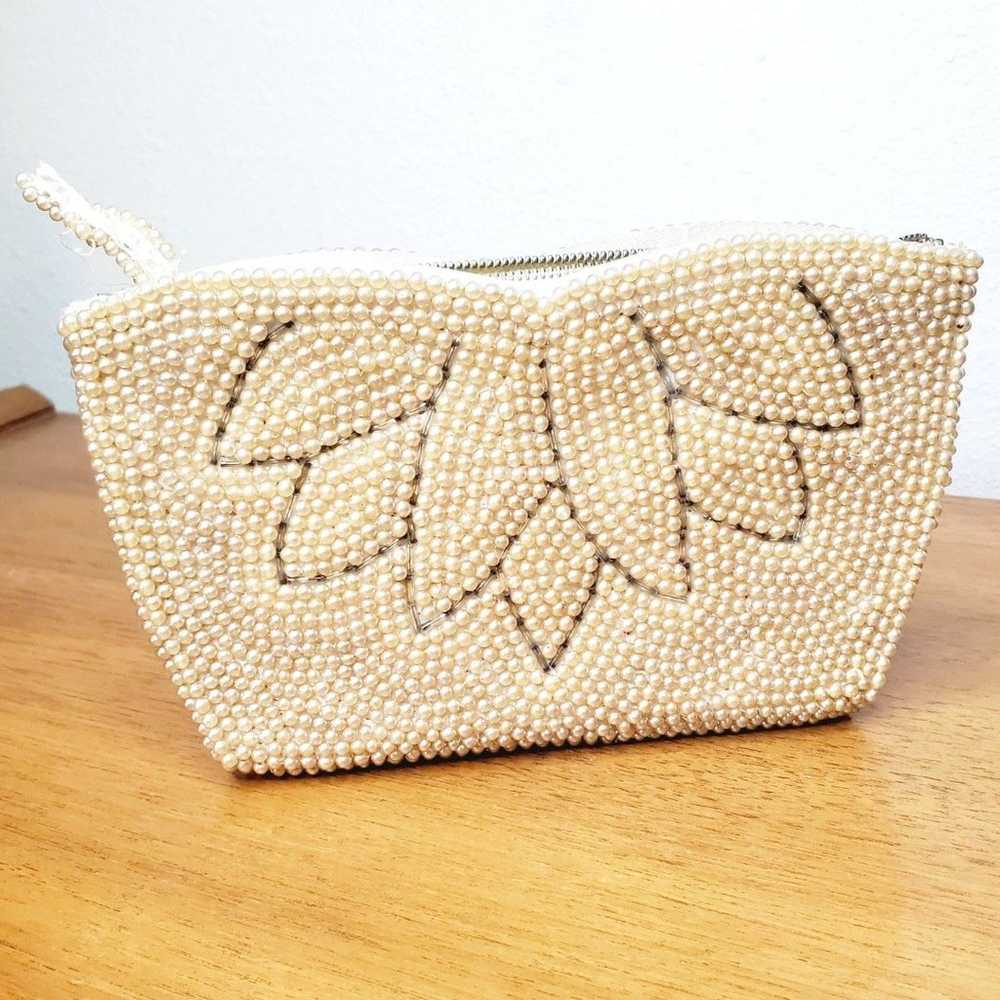 VTG Womens Beaded Clutch La Regale Small Faux Pea… - image 2