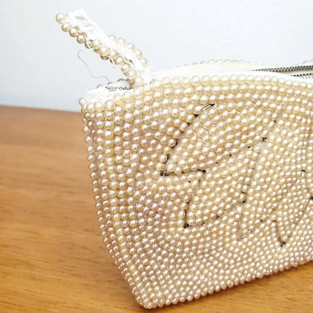 VTG Womens Beaded Clutch La Regale Small Faux Pea… - image 4