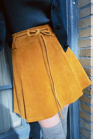 VINTAGE SUEDE WRAP MINI SKIRT