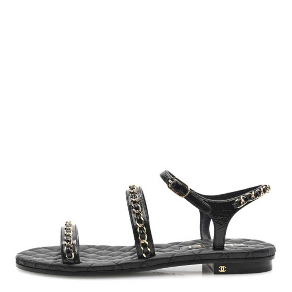 CHANEL Calfskin Chain Sandals 37.5 Black - image 1