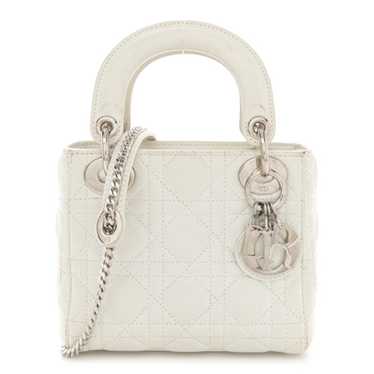 CHRISTIAN DIOR Lambskin Cannage Mini Lady Dior Wh… - image 1