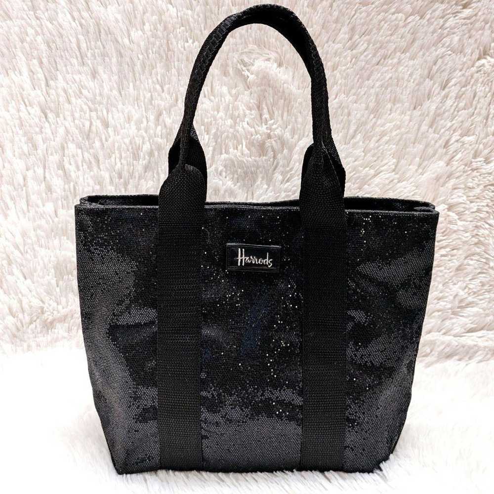 Rare Harrods Lame Bag Handbag Black Party Christm… - image 2