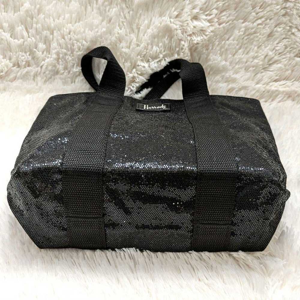 Rare Harrods Lame Bag Handbag Black Party Christm… - image 5