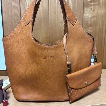 Genten Brown Leather Tote Bag