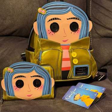 LOUNGEFLY CORALINE BACKPACK & WALLET - image 1