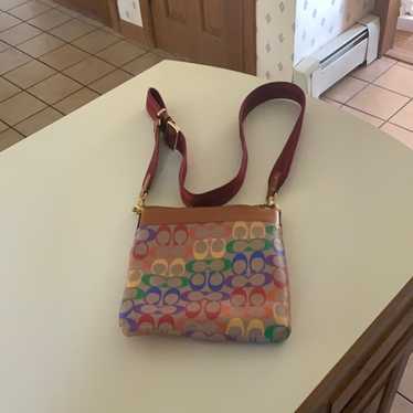 COACH KITT Messenger Crossbody In Rainbow Signature Canvas cheapest CA232