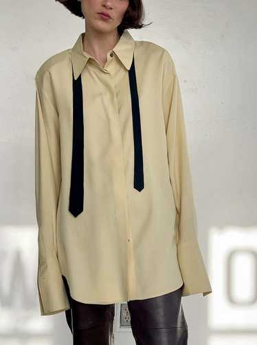 Vintage Silk Button Down Blouse - Butter