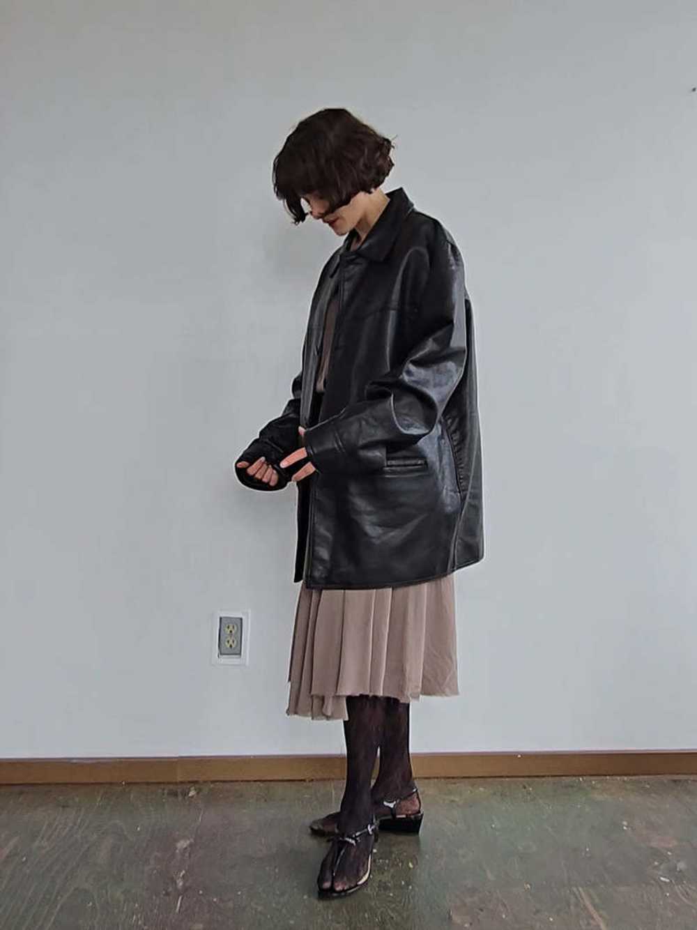 Vintage Italian Leather Buttonup Coat - Black - image 3