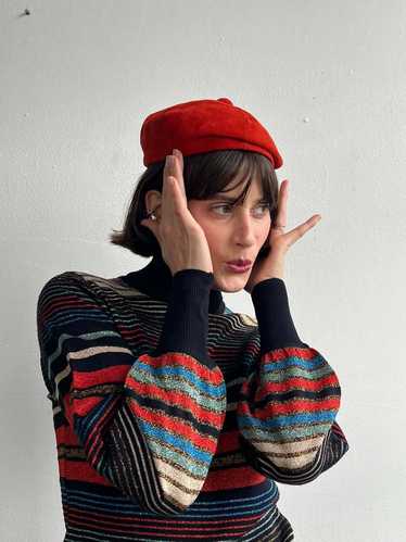 Vintage Suede Beret - Red